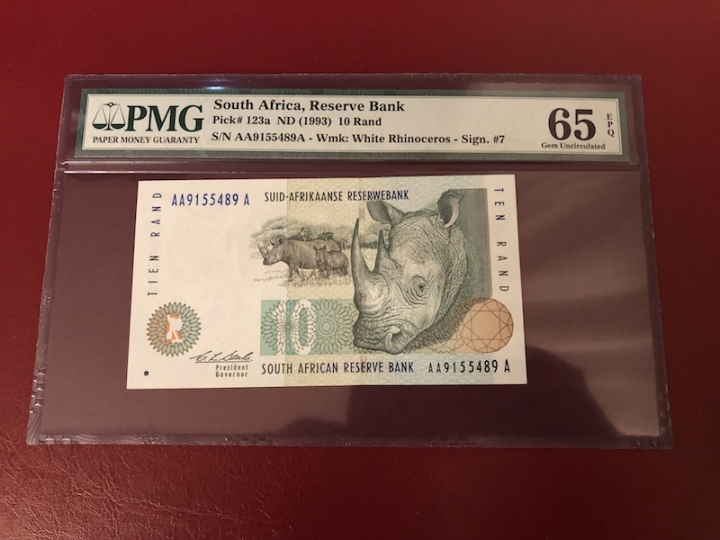 收藏联盟第七十一期拍卖 南非9310 首发3A PMG65E