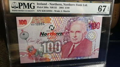 收藏联盟第七十一期拍卖 - 北爱尔兰北方银行100镑 PMG67E