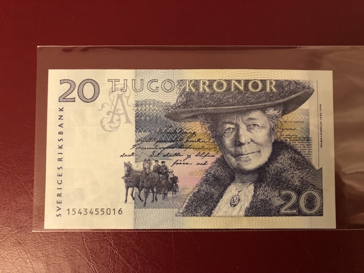 收藏联盟第七十一期拍卖 瑞典1991年初版骑鹅旅行记20克朗 UNC