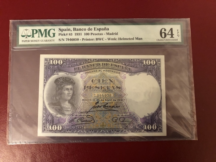 收藏联盟第七十一期拍卖 西班牙31100  PMG64E