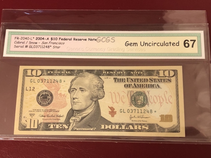 收藏联盟第七十一期拍卖 美国0410补号 GCGS67