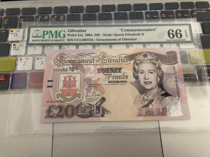收藏联盟第七十一期拍卖 直布罗陀0420 纪念钞PMG66E