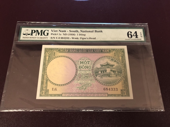 收藏联盟第七十二期拍卖 越南561 尾豹子333 PMG64E