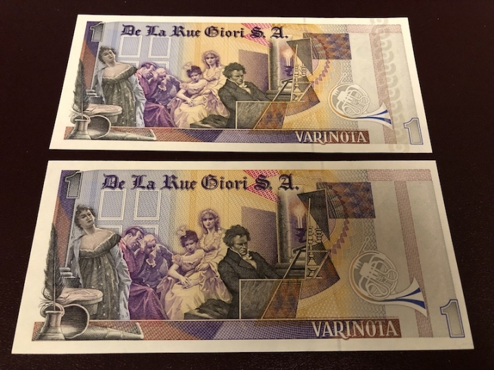 收藏联盟第七十二期拍卖 贝多芬测试钞黑字两种版本