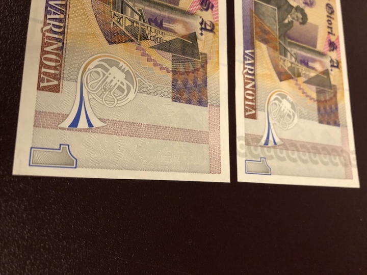 收藏联盟第七十二期拍卖 贝多芬测试钞黑字两种版本