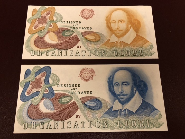收藏联盟第七十二期拍卖 GIORI莎士比亚测试钞两种版本 UNC