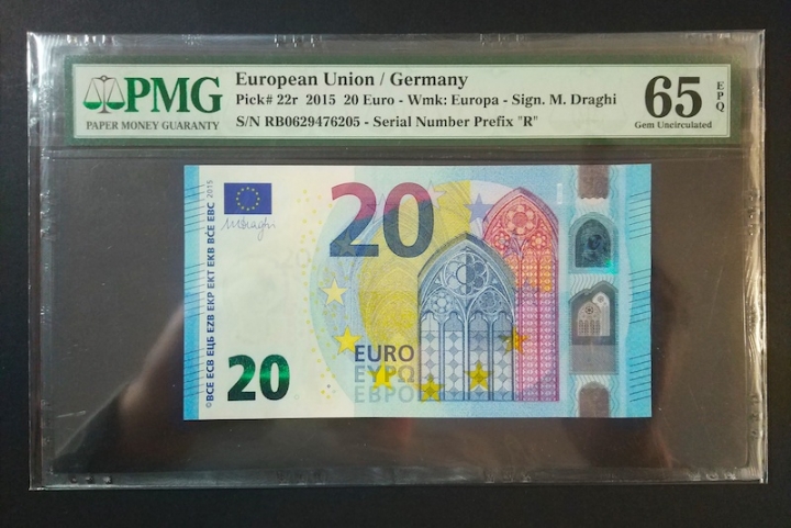 收藏联盟第七十二期拍卖 20欧元2013版 德国冠 PMG65E
