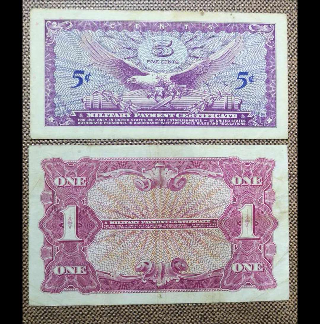 【鲸贝乐淘】第月号拍卖 【越南军票】越战美军军票两枚，流通好品