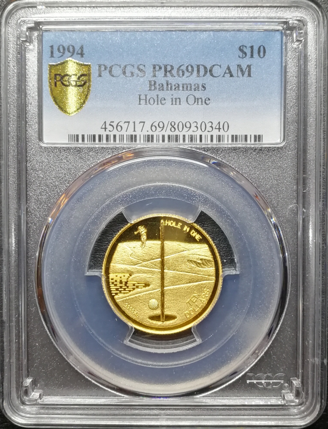 凡希社世界钱币微拍第七十四期 1994巴哈马一杆进洞1/4盎司金币PCGS-PF69DCAM