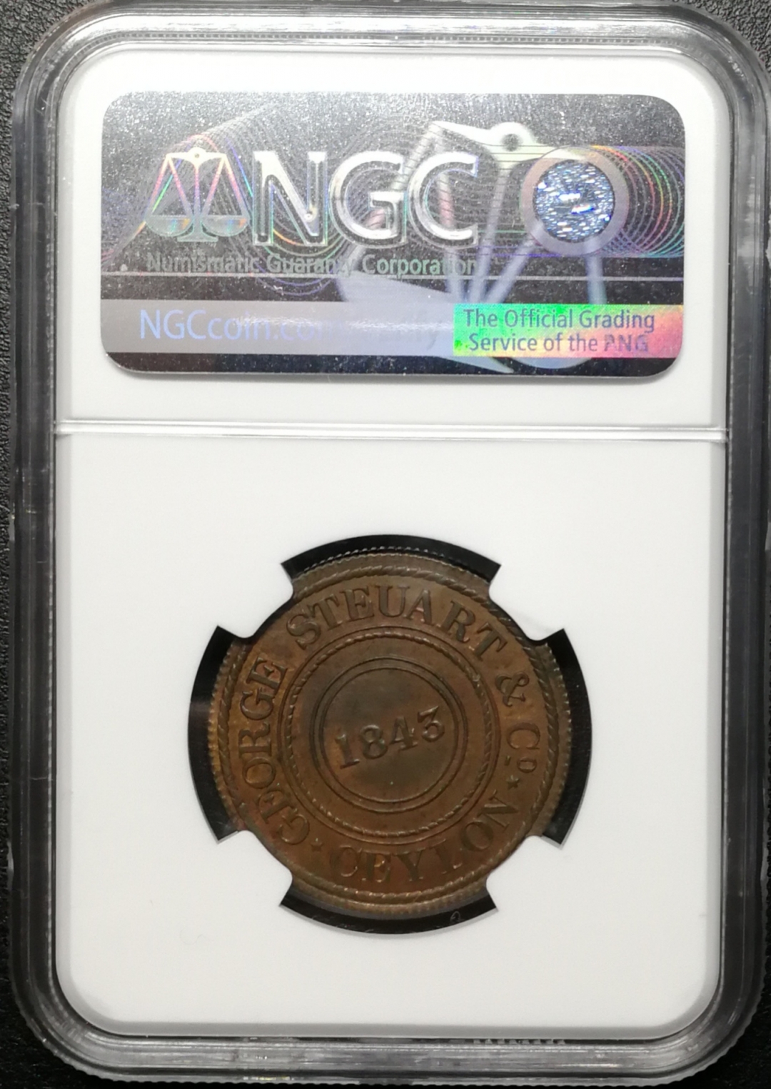 凡希社世界钱币微拍第七十四期 1881锡兰磨坊代用币NGC-MS63