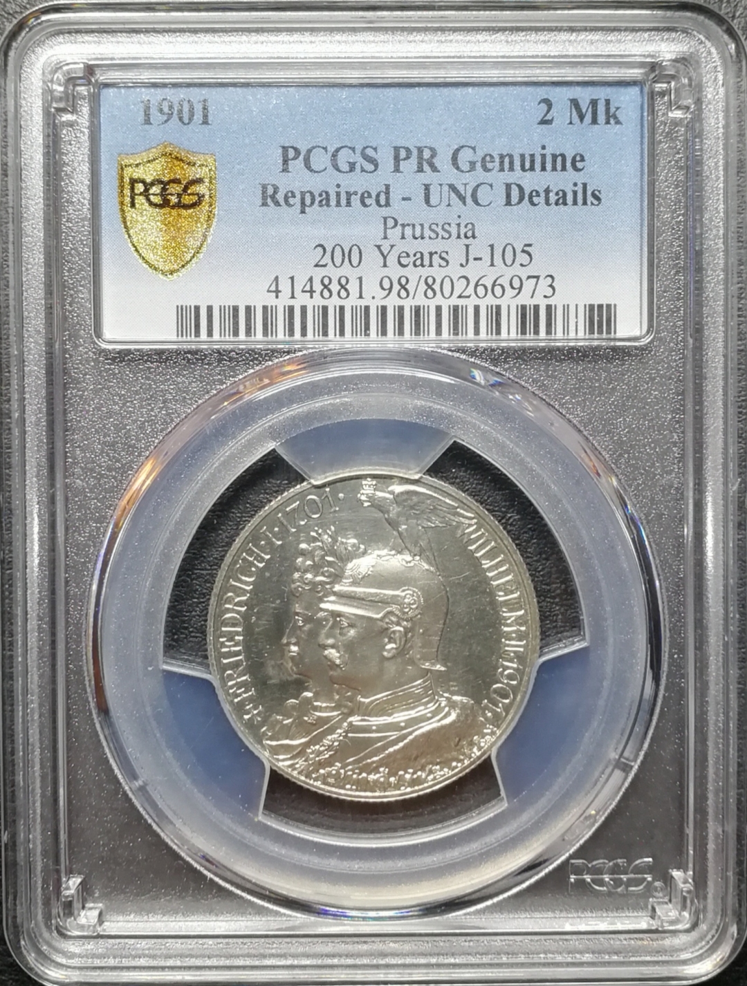 凡希社世界钱币微拍第七十四期 1901普鲁士精铸2马克PCGS-UNCD