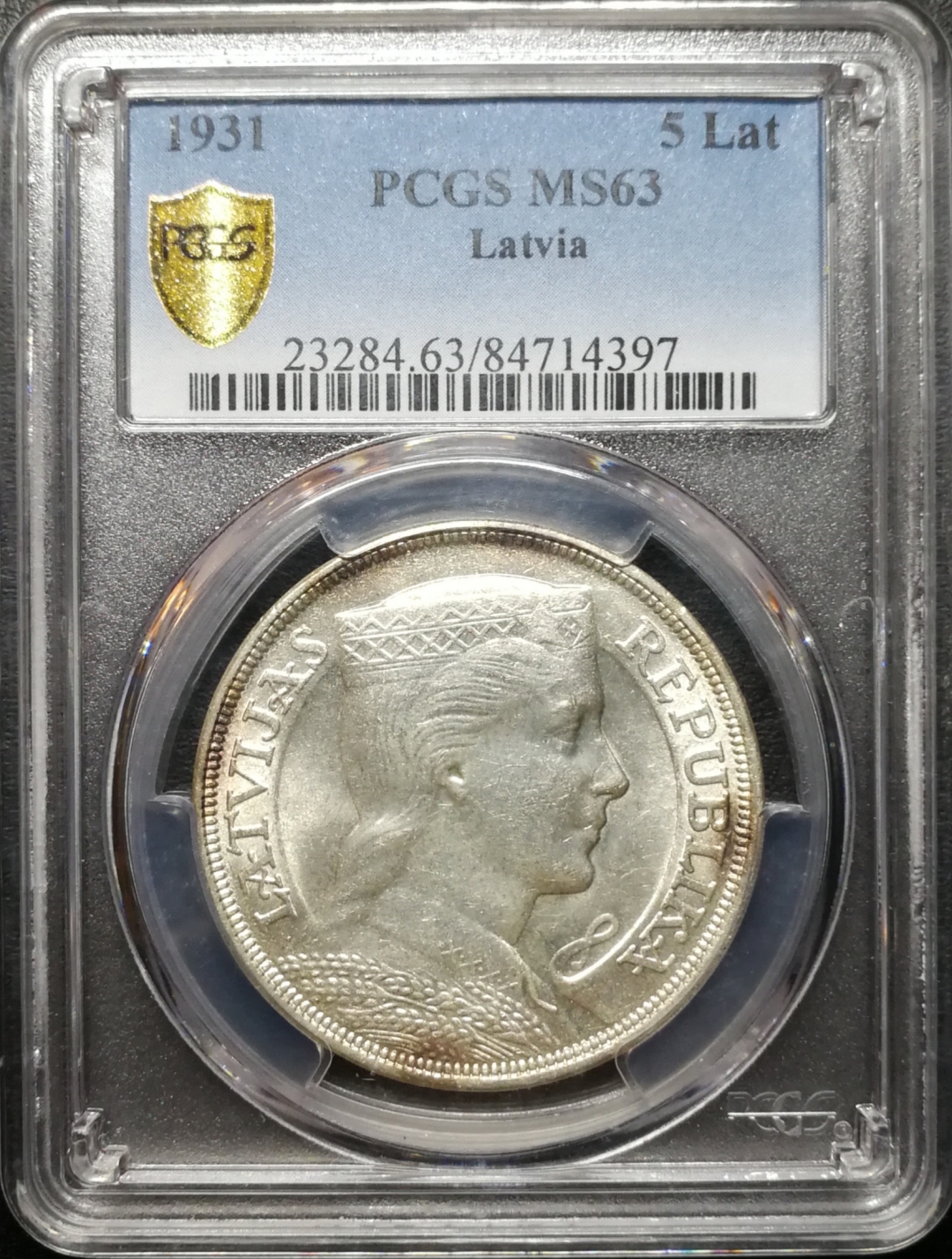凡希社世界钱币微拍第七十四期 1931拉脱维亚5L大银PCGS-MS63