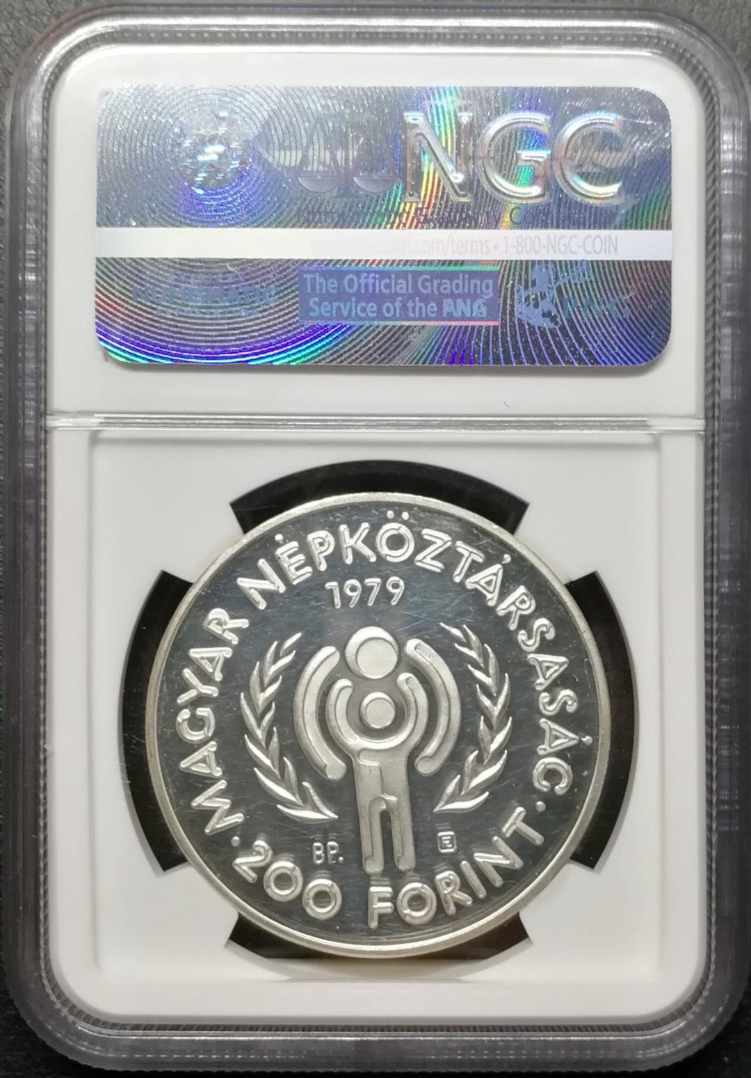 凡希社世界钱币微拍第七十四期 1979匈牙利加厚儿童年200F大银NGC-PFD