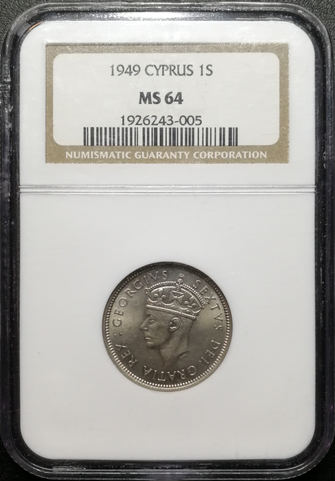 凡希社世界钱币微拍第七十四期 1949塞浦路斯乔六先令NGC-MS64