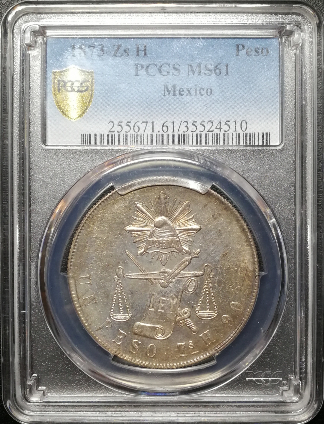 凡希社世界钱币微拍第七十四期 1873ZS墨西哥天平鹰洋PCGS-MS61