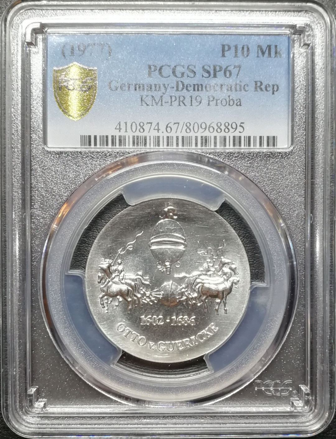 凡希社世界钱币微拍第七十四期 1977东德马德堡半球银样币PCGS-SP67