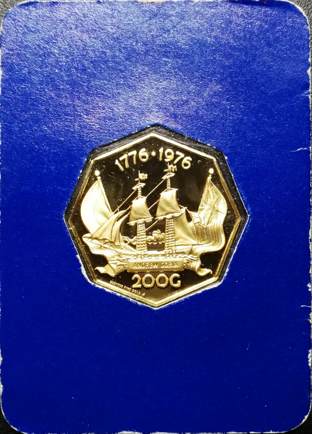 凡希社世界钱币微拍第七十四期 1976荷属安德列斯多边形200盾金币原包装