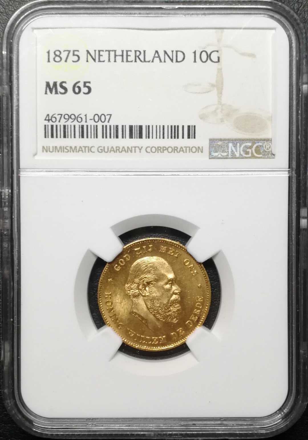 凡希社世界钱币微拍第七十四期 1875荷兰10盾金币NGC-MS65
