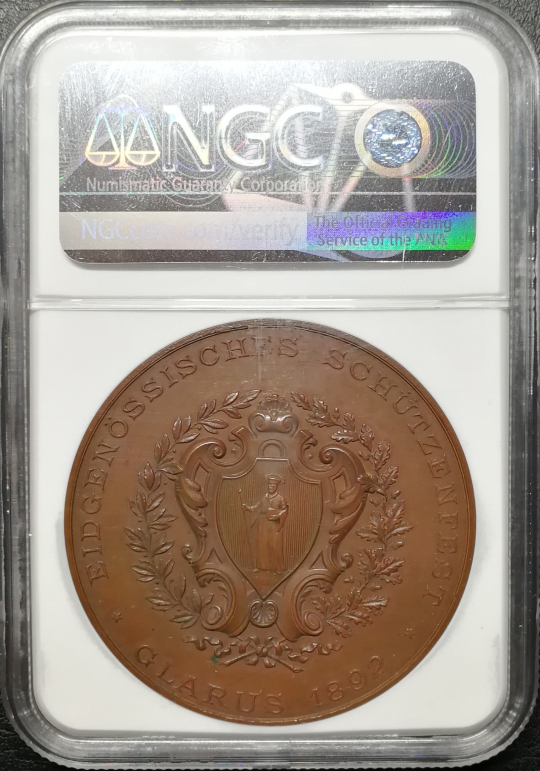 凡希社世界钱币微拍第七十四期 1892年格拉鲁斯射击节铜章NGC-MS63