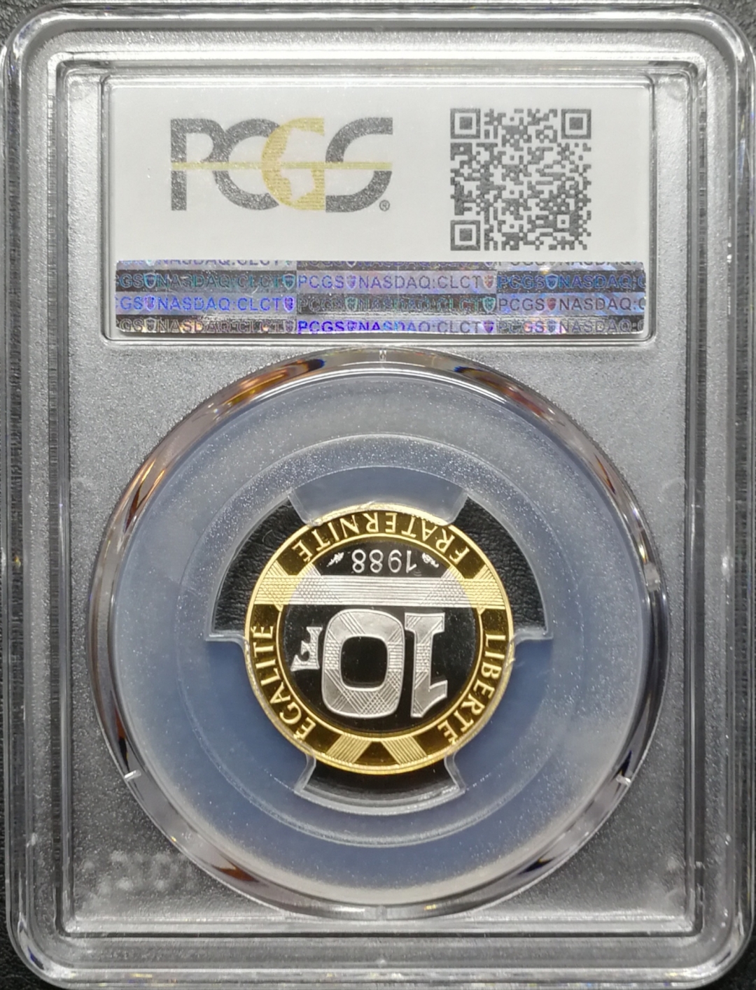 凡希社世界钱币微拍第七十四期 1988法国巴士底狱金钯双金属10法郎PCGS-SP70