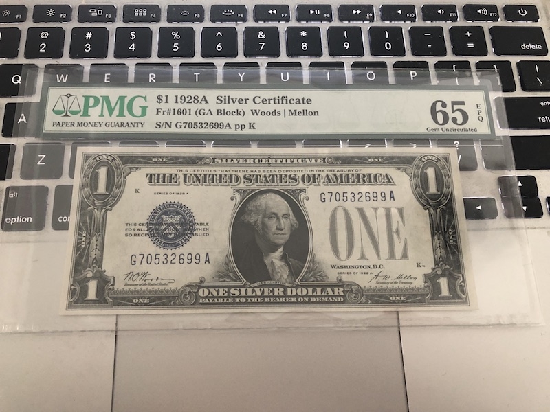 收藏联盟第七十三期拍卖 美国银元券蓝库印 281 PMG65E