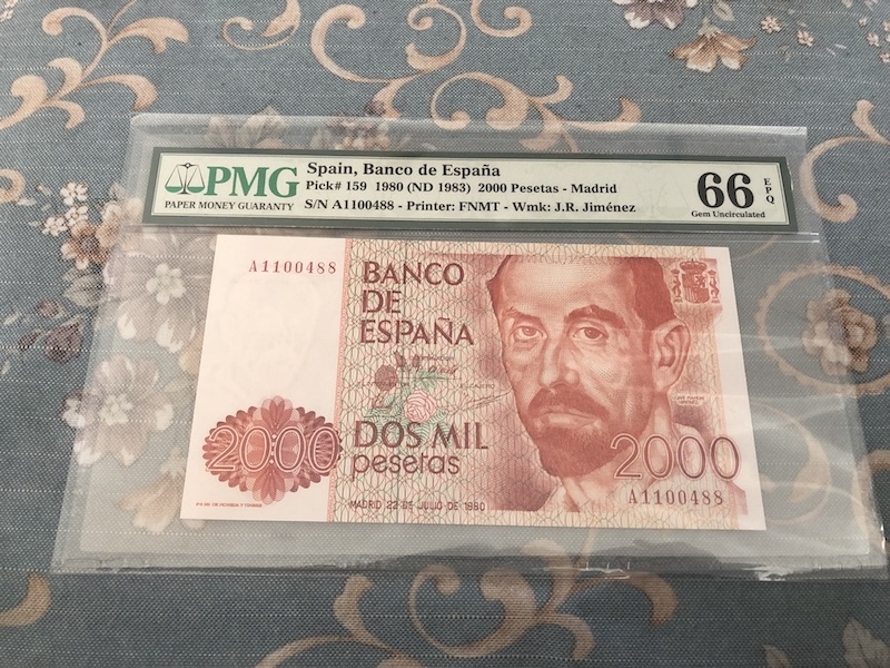 收藏联盟第七十三期拍卖 西班牙802000 PMG66E尾88