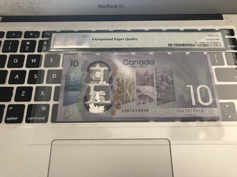 收藏联盟第七十三期拍卖 加拿大1710塑料纪念钞 PMG66E狮子号9999尾 