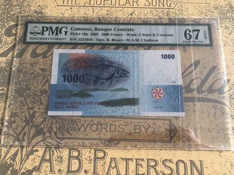 收藏联盟第七十三期拍卖 科摩罗051000 PMG67E