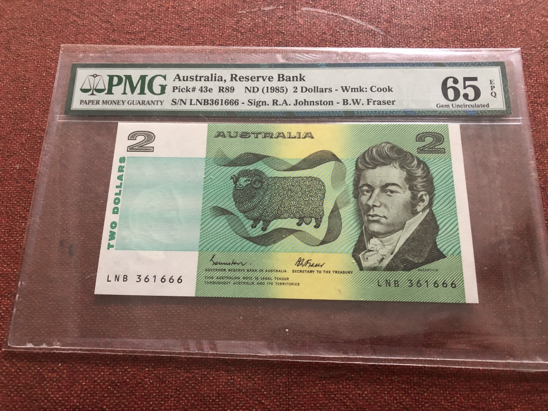 收藏联盟第七十三期拍卖 澳大利亚852 PMG65E无47豹子666尾