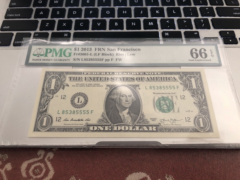 收藏联盟第七十三期拍卖 美元131 PMG66E狮子尾号5555