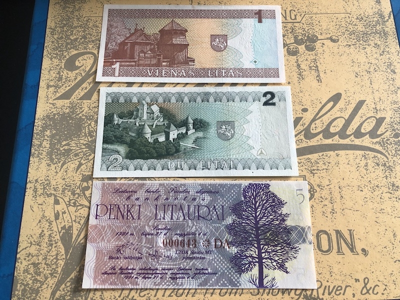 收藏联盟七十四期拍卖 立陶宛1，2，5立特， 5立特为奥运钞