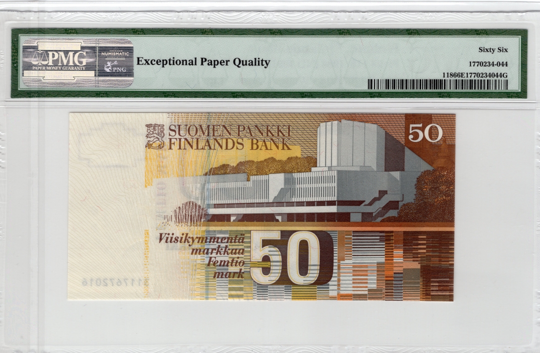 收藏联盟七十四期拍卖 芬兰1986年50马克PMG66E