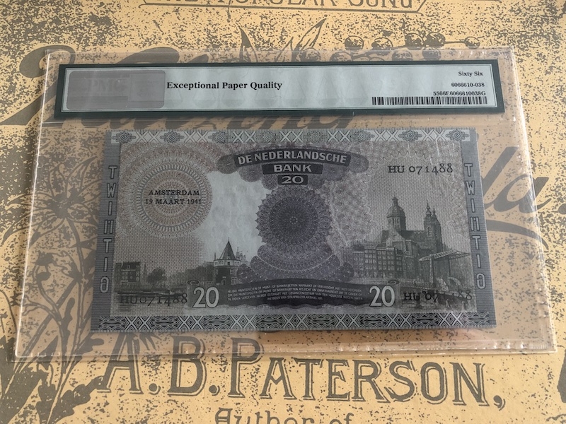 收藏联盟七十四期拍卖 荷兰1941年20盾 PMG66E