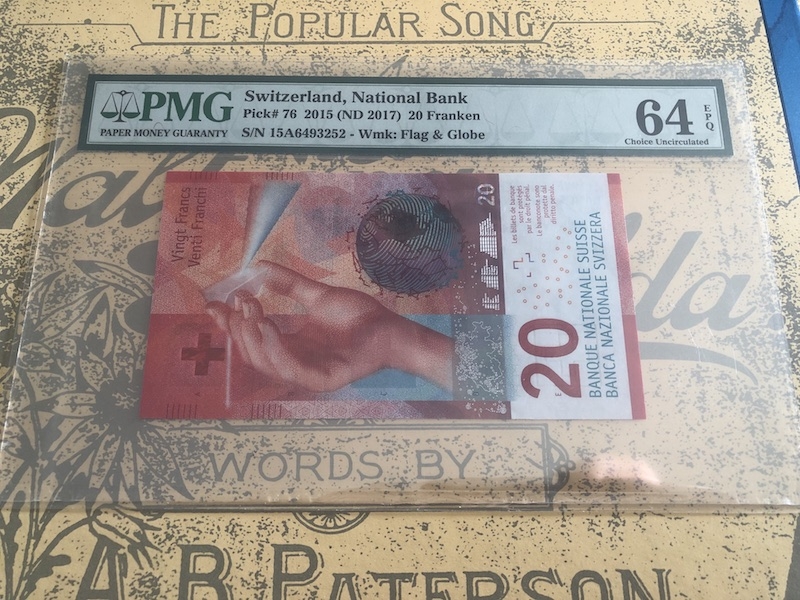 收藏联盟七十四期拍卖 瑞士2015版20法郎 PMG64E