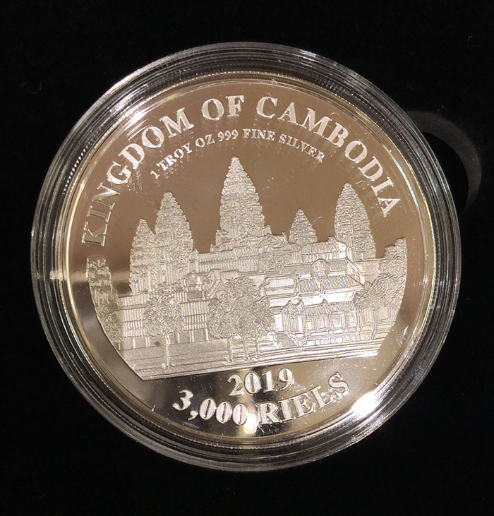 雕塑与币章 2019年柬埔寨发行生肖猪3000瑞尔精制纪念银币