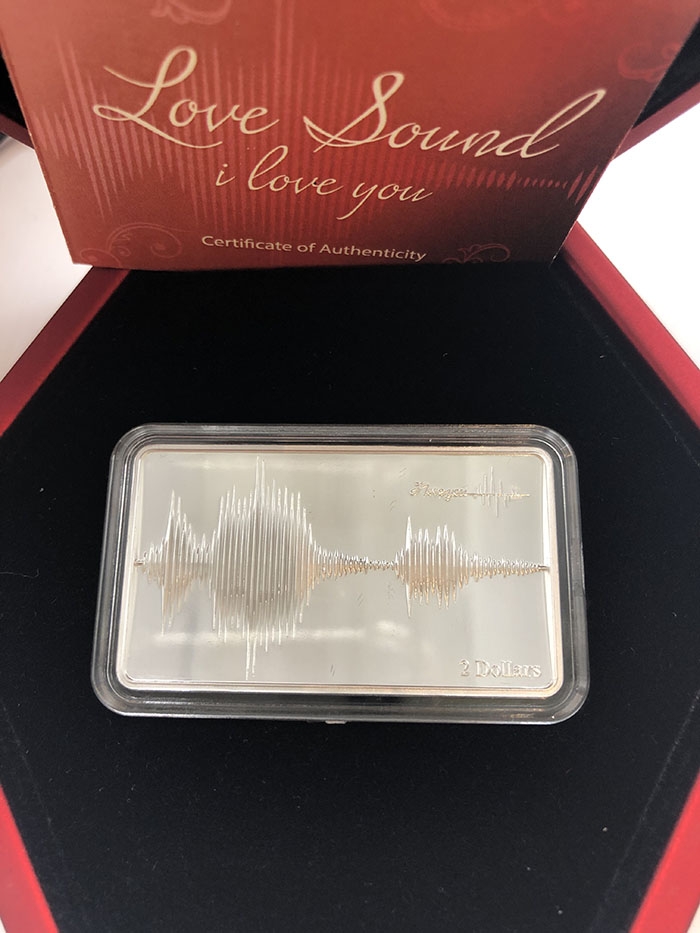 雕塑与币章 2018年萨摩亚发行爱情声波-“我爱你” 精制纪念银币