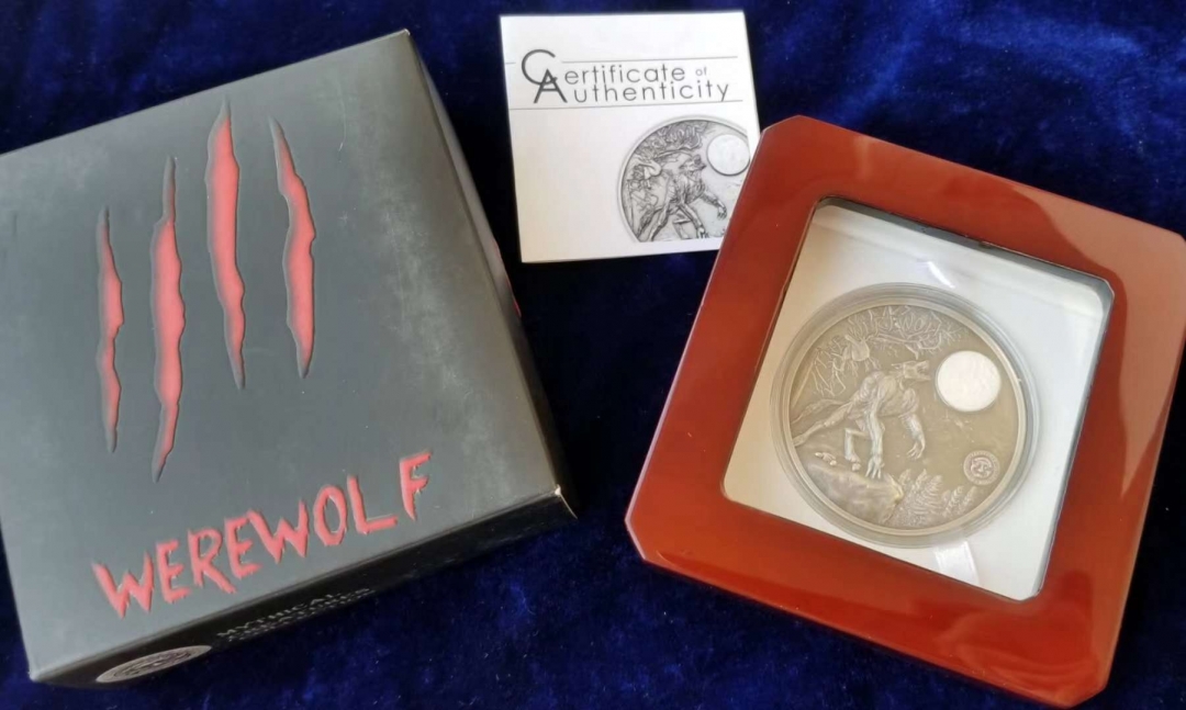 【随心拍】第四期 【帕劳】2013年狼人的传说仿古镶嵌大2oz银币