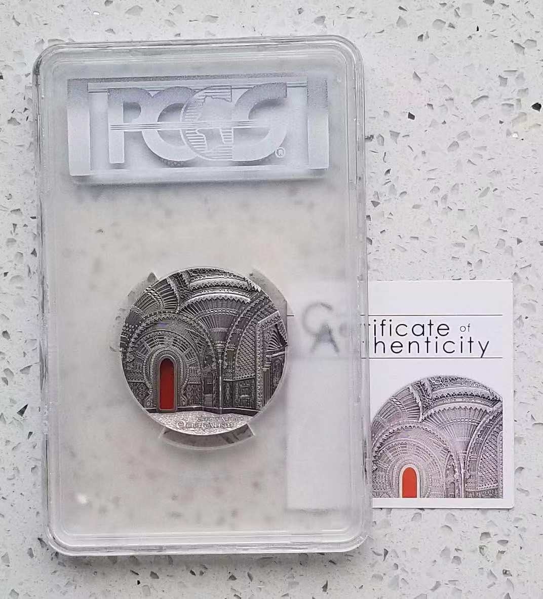【随心拍】第四期 PCGS69-帕劳2018年蒂凡尼艺术2盎司仿古镶嵌银币，发行999枚，带证书