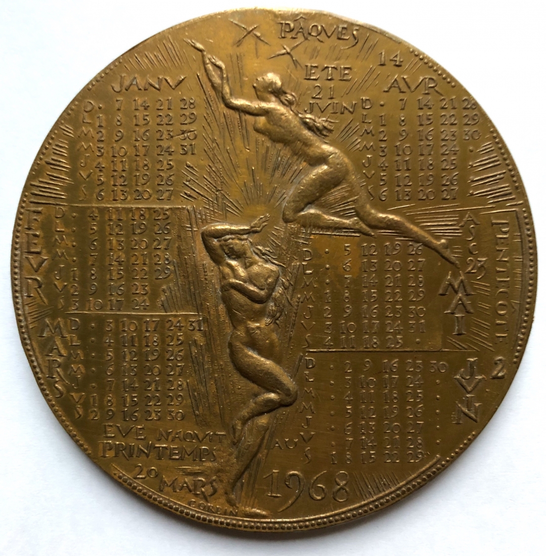 雕塑与币章 1968年手雕日历章