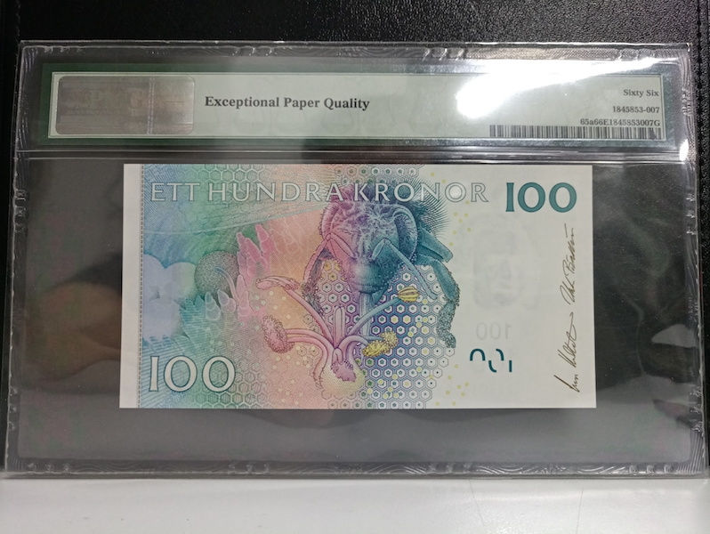 收藏联盟第七十五期拍卖   PMG66 瑞典2001年100克朗 P-65a