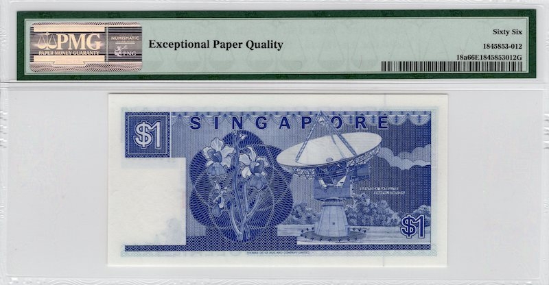 收藏联盟第七十五期拍卖   PMG66 新加坡1987年1元 P-18a