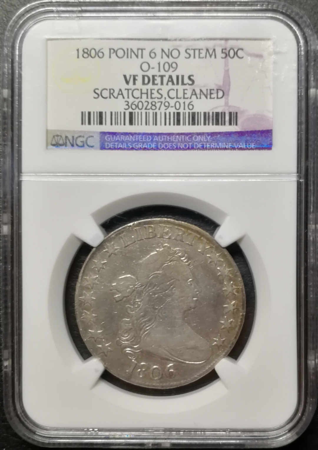 凡希社世界钱币微拍第七十五期 1806美国50分NGC-VFD少见品种