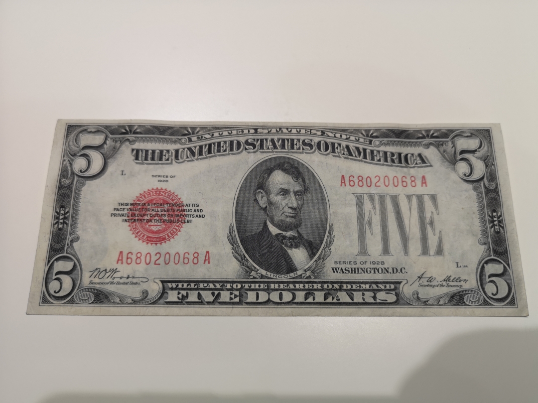 《外钞收藏家》第六十二期拍卖目录 1928年红库印 5美元 vf品相