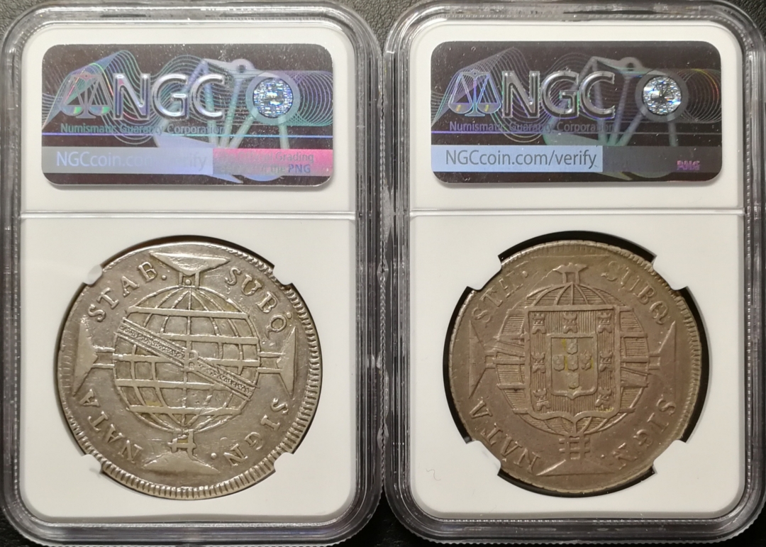 凡希社世界钱币微拍第七十五期 1813/1821葡属巴西960R一对NGC-XF40