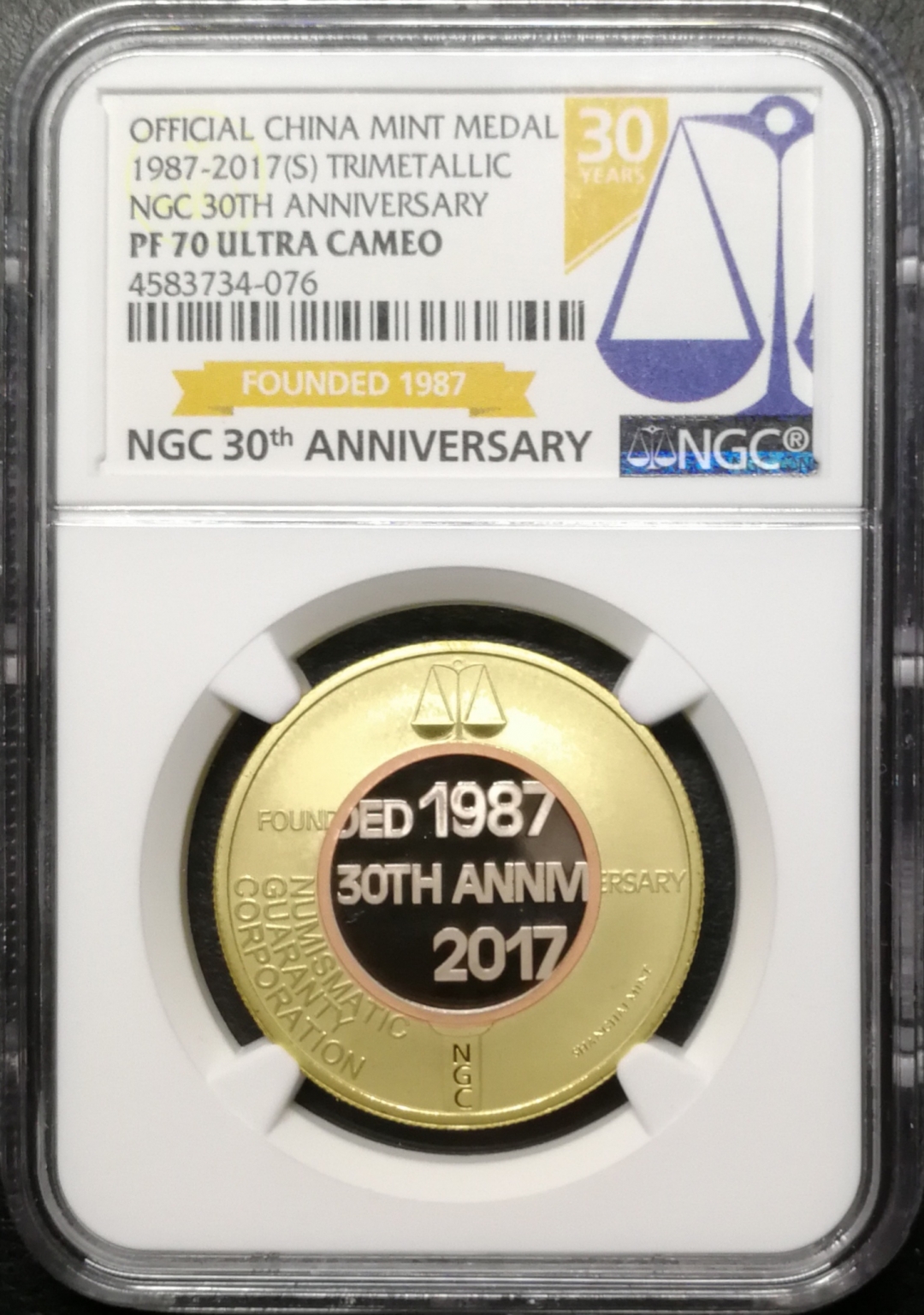 凡希社世界钱币微拍第七十五期 NGC成立三十年三金属纪念章NGC-PF70