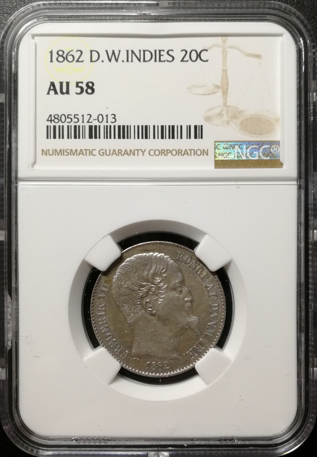 凡希社世界钱币微拍第七十五期 1862丹属西印度20分NGC-AU58