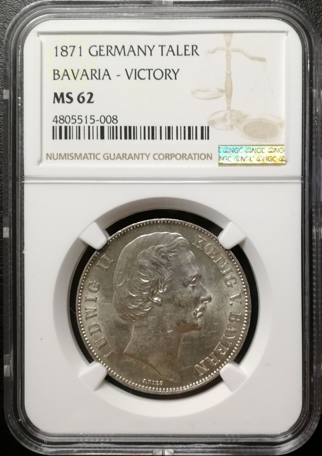 凡希社世界钱币微拍第七十五期 1871巴伐利亚胜利泰勒NGC-MS62