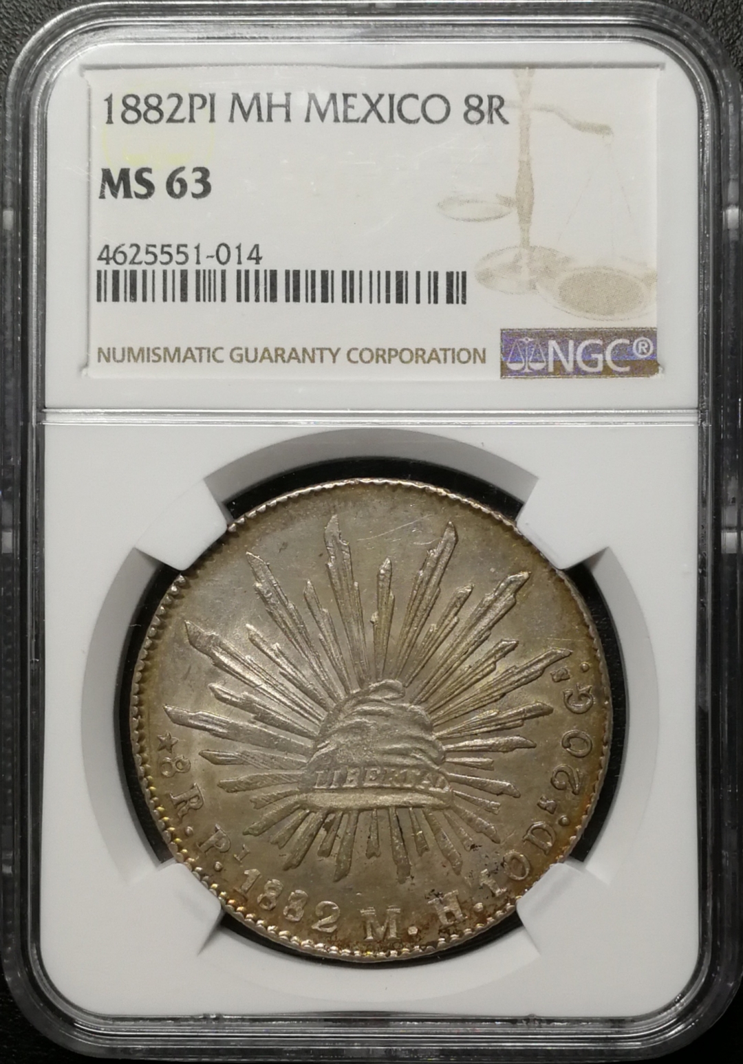 凡希社世界钱币微拍第七十五期 1882PI墨西哥鹰洋8R NGC-MS63