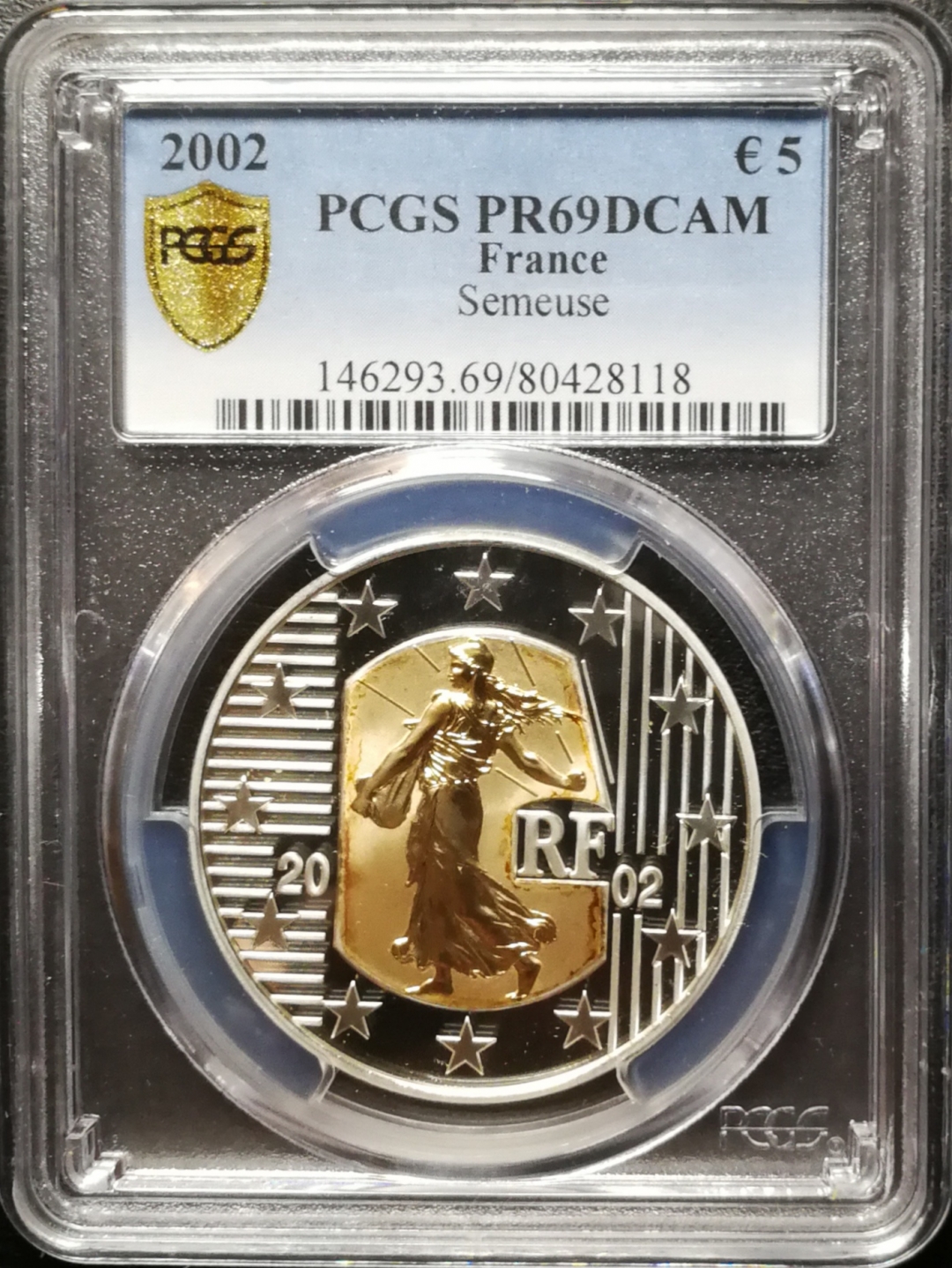 凡希社世界钱币微拍第七十五期 2002年法国金银镶嵌币PCGS-PF69DCAM
