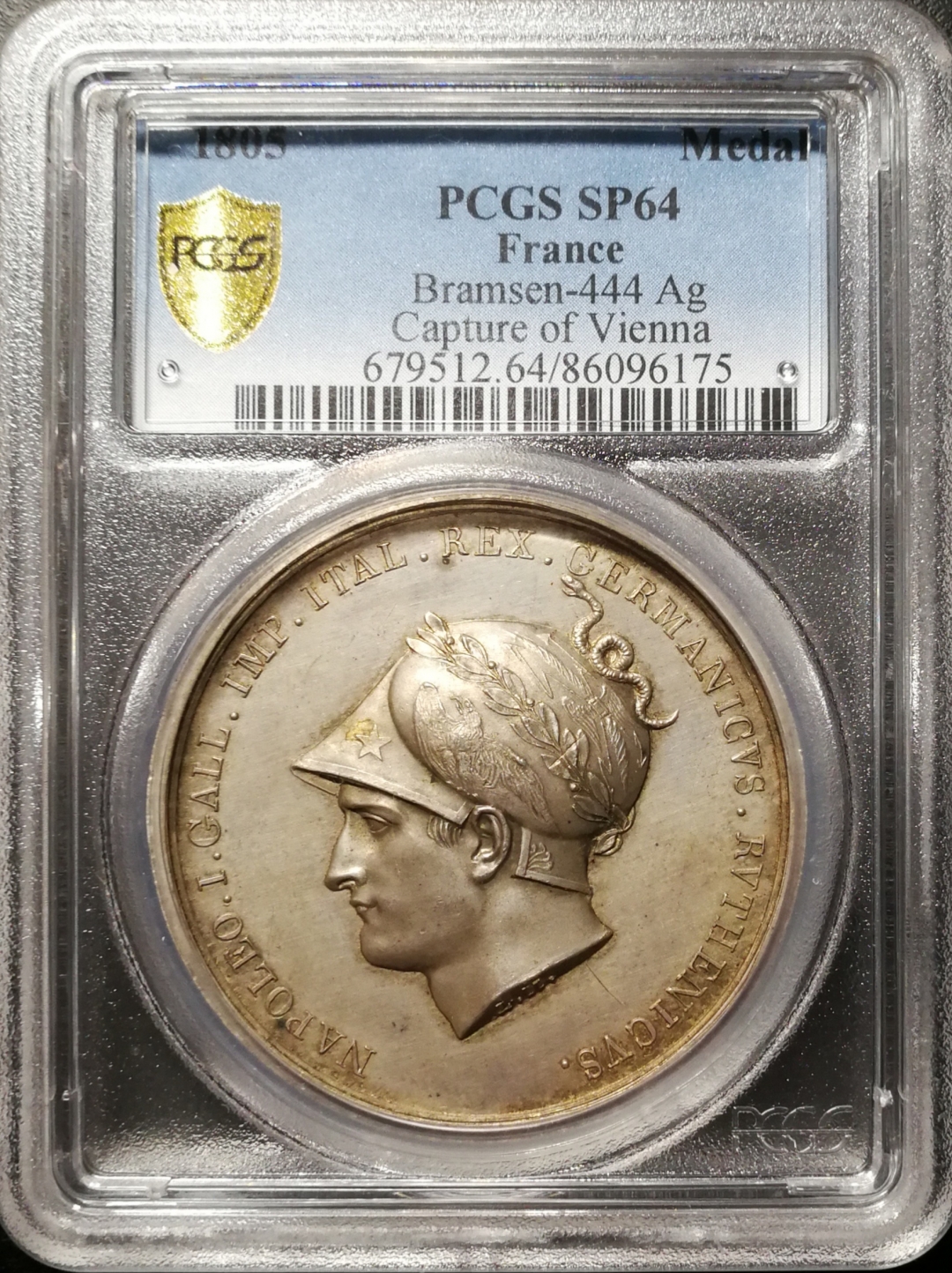 凡希社世界钱币微拍第七十五期 稀!1805拿破仑攻占维也纳原铸银章PCGS-SP64